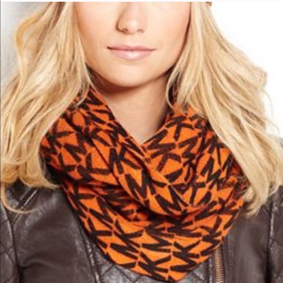MICHAEL Michael Kors Accessories - Michael Kors orange mk print infinity scarf